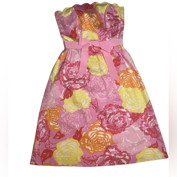 Lilly Pulitzer WHITE LABEL Scallopped Strapless Blossom Dress - Size 4 - Picture 1 of 7